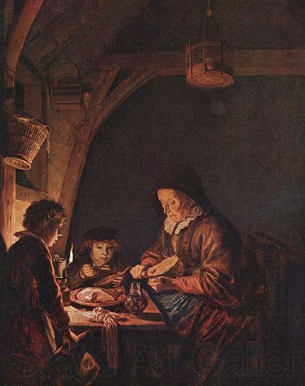 Gerard Dou Old Woman Cutting Bread Spain oil painting art